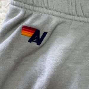 Aviator Nation Gray Track Pants with Rainbow Detail